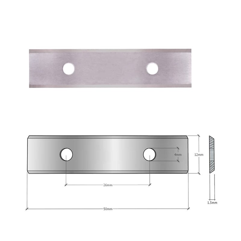 LU&MN 2" (50mm) Paint Scraper Carbide Blades Double-Edged Reversible Replacement Blade (50X12X1.5mm), Pack of 10, Suitable For Most Hand-Held Scrapers By LU&MN - Image 1